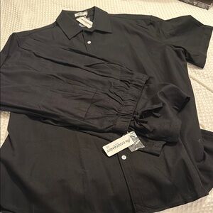 Coofandy Men's Black Shirt and lounge pants.